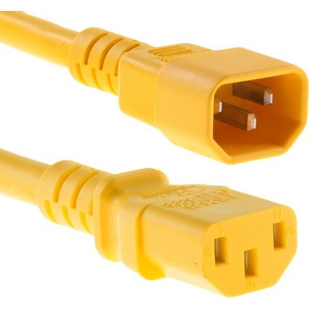 UNIRISE USA 2Ft Yellow C13-C14 Pdu/ Server Ultra Flexible Power Cord, Svt, 10Amp,  PWRC13C1402FYLW